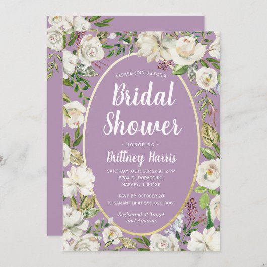 Floral Paarse Spring Garden Vrijgezellenfeest Brun Kaart (Voorkant / Achterkant)