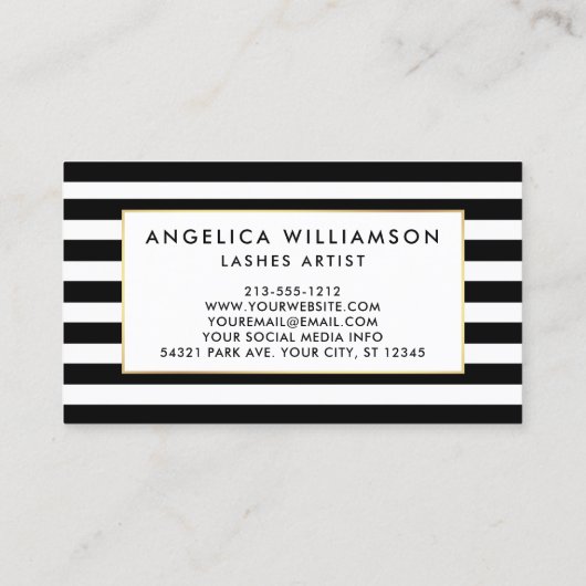 Floral Paarse streepjes in penseelscript gestript Visitekaartje (Achterkant)