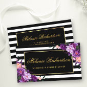 Floral Paarse Ultra Violet Goud Gestreept Zwart Visitekaartje