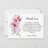 Floral. Paarse, violette en roze waterverf bloemen Bedankkaart (Voorkant)