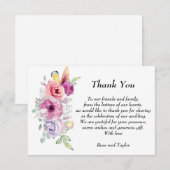 Floral. Paarse, violette en roze waterverf bloemen Bedankkaart (Voorkant / Achterkant)