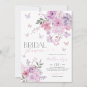 Floral Paarse vlinder Vrijgezellenfeest Kaart (Voorkant)