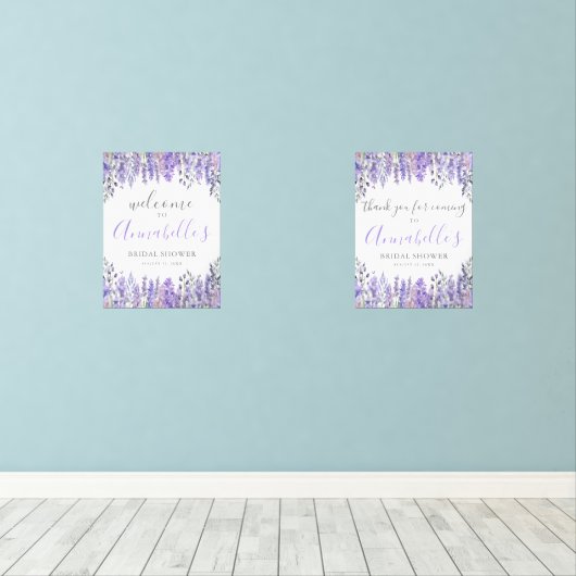 Floral Paarse Vrijgezellenfeest Welkomstbord Muurkunst Sets (Houten vloer)