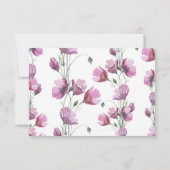 Floral paarse waterverf bruiloft RSVP kaartje (Achterkant)