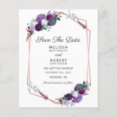 Floral Paarse Waterverf bruiloft Save the Date (Voorkant)