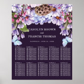 Floral Paarse Waterverf bruiloft | Zitkaarten Poster (Voorkant)