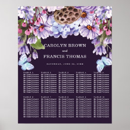 Floral Paarse Waterverf bruiloft | Zitkaarten Poster