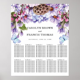 Floral Paarse Waterverf bruiloft | Zitkaarten Poster