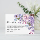 Floral Paarse Waterverf Weddenschappen Kaart (Staand voorkant)