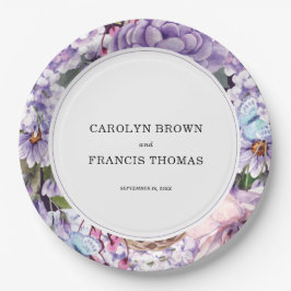 Floral Paarse Waterverf Wedding Persoonlijk Papieren Bordje