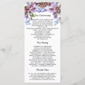 Floral Paarse Waterverf Wedding Programme Programmakaart (Achterkant)