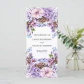 Floral Paarse Waterverf Wedding Programme Programmakaart (Staand voorkant)