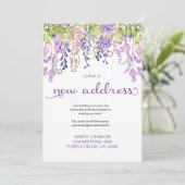 Floral Paarse Wisteria ik heb een nieuw adres Aankondiging (Staand voorkant)