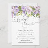 Floral Paarse zilveren Confetti Vrijgezellenfeest Kaart (Voorkant)