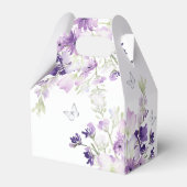 Floral paarse zilveren vlinder baby shower bedankdoosjes (Achterkant)