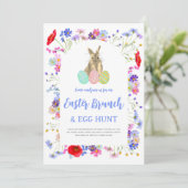 Floral Paasbrunch en eierjacht Kaart (Staand voorkant)