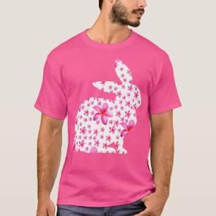 Floral PaasBunny Women Spring Flowers Rabbit Si T-shirt