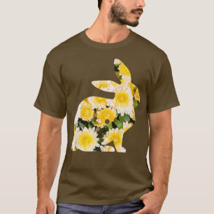 Floral PaasBunny Women Spring Flowers Rabbit Si T-shirt