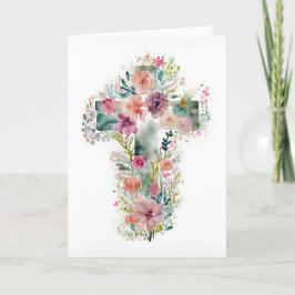 Floral paaskruis feestdagen kaart