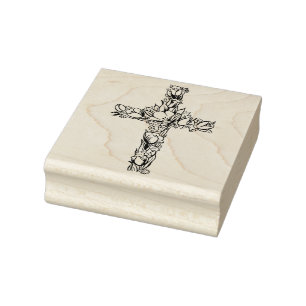 Floral paaskruis Rubber Stempel