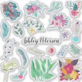 Floral Pack | Moderne trendy bloemen-monogram Sticker (Voorkant)