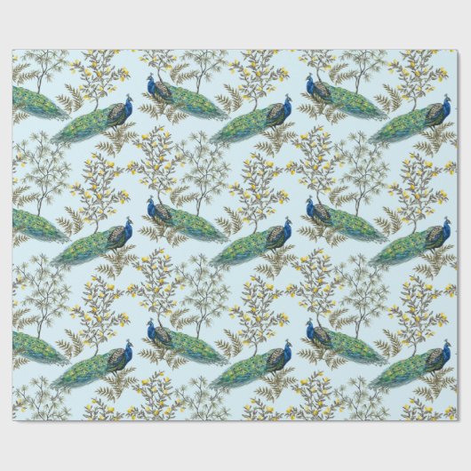 Floral pacock cadeaupapier (Vlak)