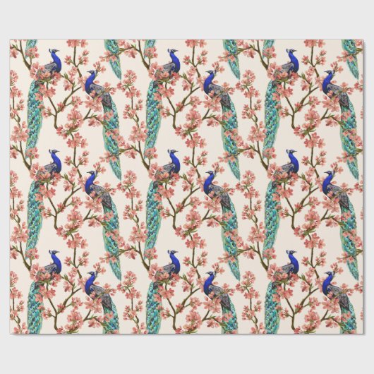 Floral pacock cadeaupapier (Vlak)