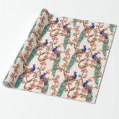 Floral pacock cadeaupapier (Uitgerold)