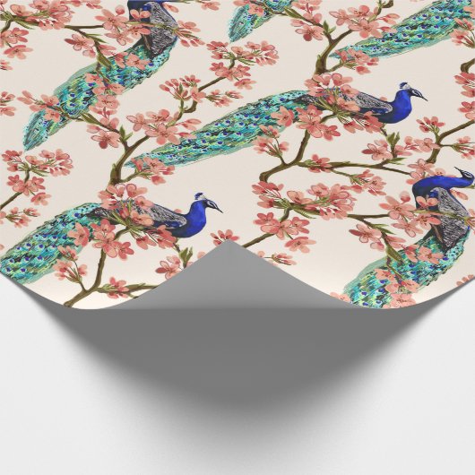 Floral pacock cadeaupapier (Hoek)