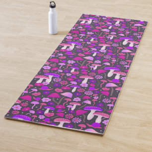 Floral paddenstoelen Roze, Paars en zwart Yogamat