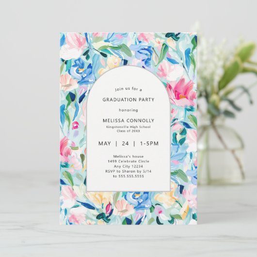 Floral Painting afstudeerfeest Kaart (Staand voorkant)