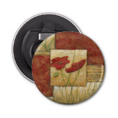 Floral Painting with Visible Brush Strokes Button Flesopener (Voorkant)