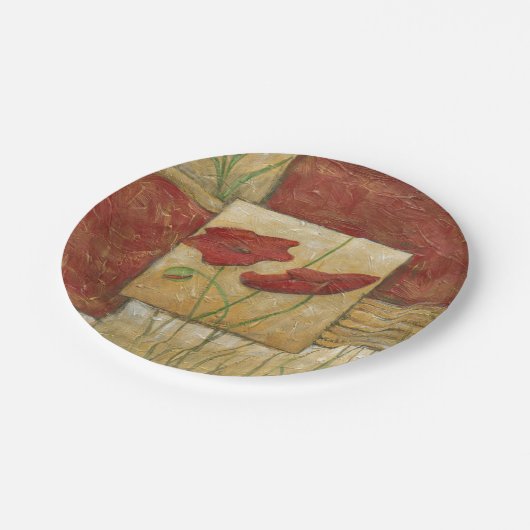 Floral Painting with Visible Brush Strokes Papieren Bordje (Gekanteld)