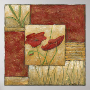 Floral Painting with Visible Brush Strokes Poster