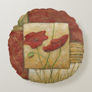 Floral Painting with Visible Brush Strokes Rond Kussen