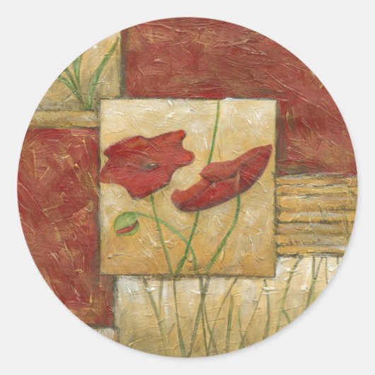 Floral Painting with Visible Brush Strokes Ronde Sticker (Voorkant)