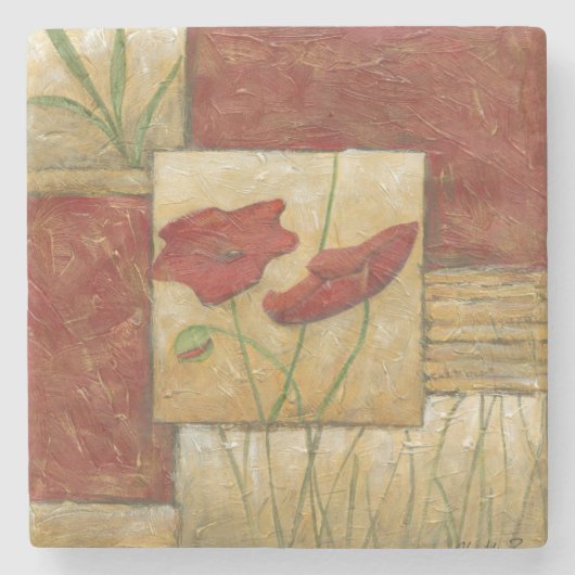 Floral Painting with Visible Brush Strokes Stenen Onderzetter (Voorkant)