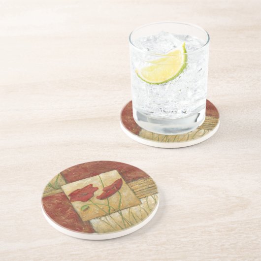 Floral Painting with Visible Brush Strokes Zandsteen Onderzetter (Zijkant)