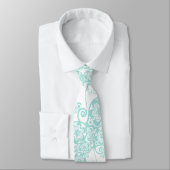 Floral Paisley Aqua Blue Stylish Custom Gift Strop Stropdas (Gebonden)