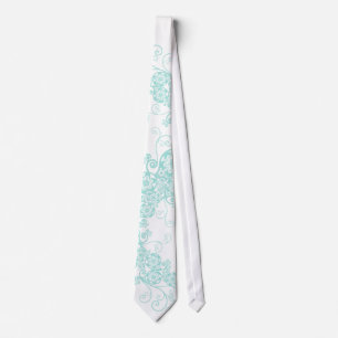 Floral Paisley Aqua Blue Stylish Custom Gift Strop Stropdas