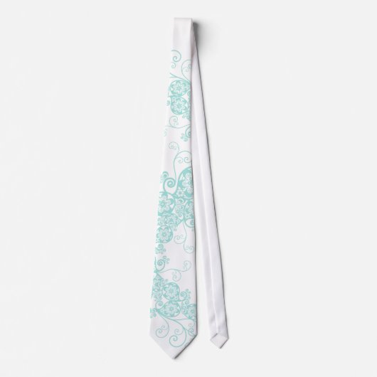 Floral Paisley Aqua Blue Stylish Custom Gift Strop Stropdas (Voorkant)