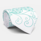 Floral Paisley Aqua Blue Stylish Custom Gift Strop Stropdas (Opgerold)