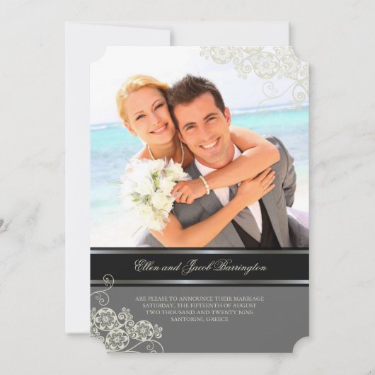Floral Paisley Boho  Chic Photo Wedding Kaart (Voorkant)