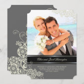 Floral Paisley Boho  Chic Photo Wedding Kaart (Voorkant / Achterkant)
