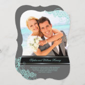 Floral Paisley Boho  Chic Photo Wedding Kaart (Voorkant / Achterkant)