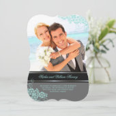 Floral Paisley Boho  Chic Photo Wedding Kaart (Staand voorkant)