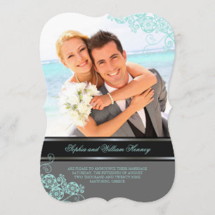 Floral Paisley Boho Chic Photo Wedding Kaart