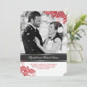 Floral Paisley Boho  Chic Photo Wedding Kaart (Staand voorkant)