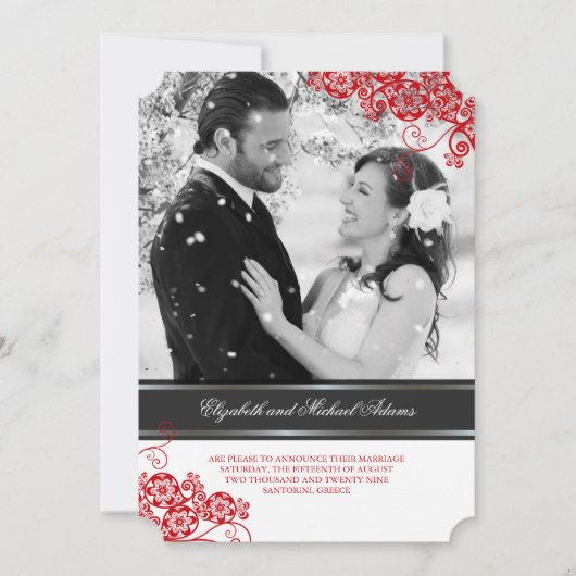 Floral Paisley Boho  Chic Photo Wedding Kaart (Voorkant)