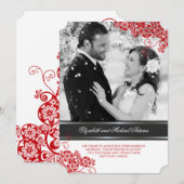 Floral Paisley Boho  Chic Photo Wedding Kaart (Voorkant / Achterkant)